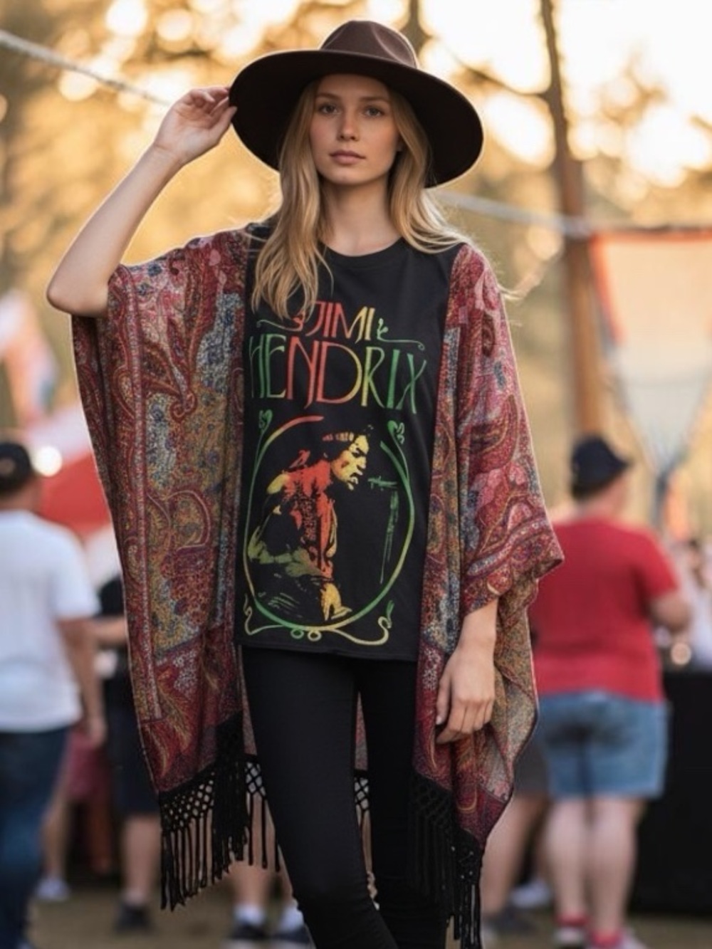 One of a kind Custom Jimi Hendrix Poncho Top